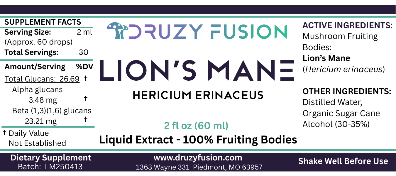 Lions Mane Mushroom Label