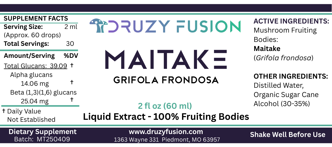 Maitake Supplement Label