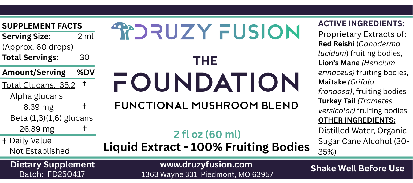 The Foundation Mushroom Blend Label